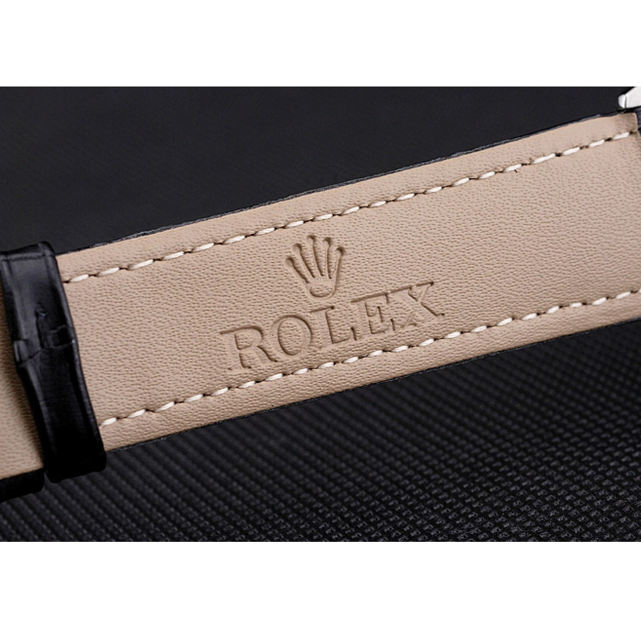 Aaa replica watch Rolex Steel Dial White Strap Stainless Leather Swiss Datejust Black Case 0803